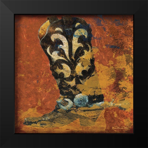 Cowboy Boot Black Modern Wood Framed Art Print by Dee Dee