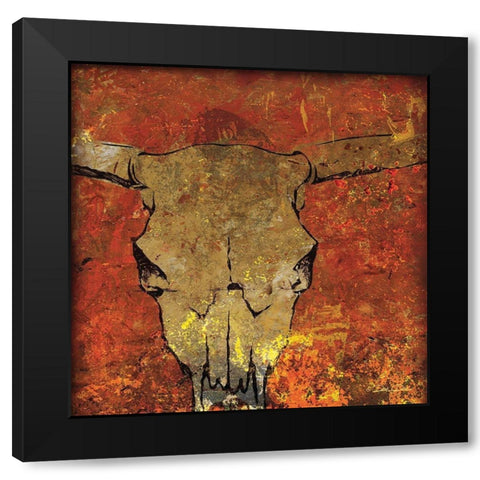 Skull Black Modern Wood Framed Art Print by Dee Dee