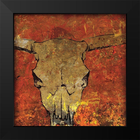 Skull Black Modern Wood Framed Art Print by Dee Dee