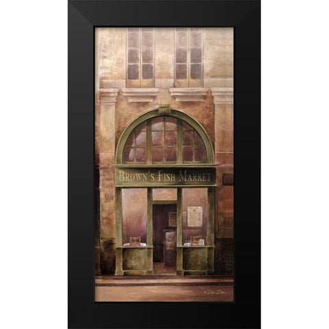 Fish Market Black Modern Wood Framed Art Print by Dee Dee