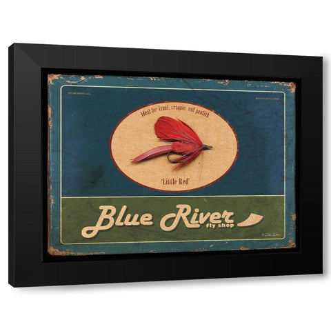 Blue River Black Modern Wood Framed Art Print with Double Matting by Dee Dee
