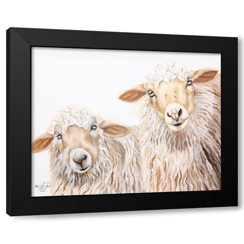 Ba Ba White Sheep Black Modern Wood Framed Art Print with Double Matting by Fifer, Diane