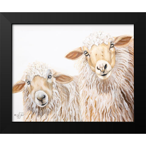 Ba Ba White Sheep Black Modern Wood Framed Art Print by Fifer, Diane