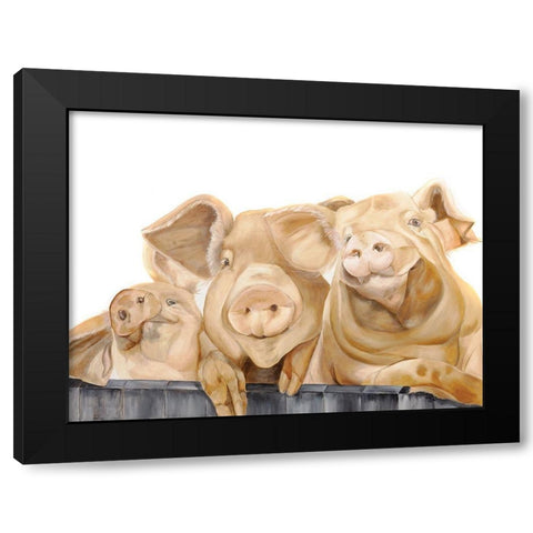 Three Pigs Black Modern Wood Framed Art Print by Fifer, Diane