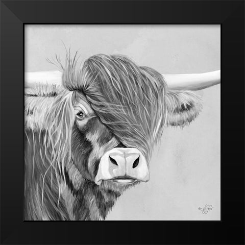 Shaggy Highland Black Modern Wood Framed Art Print by Fifer, Diane