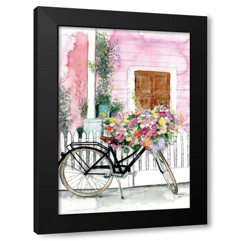Spring Bike Ride Black Modern Wood Framed Art Print by Dogwood Portfolio
