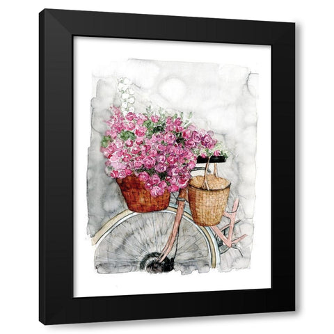 Bicycle in Spring Black Modern Wood Framed Art Print by Dogwood Portfolio