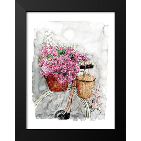 Bicycle in Spring Black Modern Wood Framed Art Print by Dogwood Portfolio