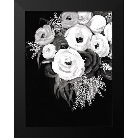 Black and White Floral Black Modern Wood Framed Art Print by Dogwood Portfolio