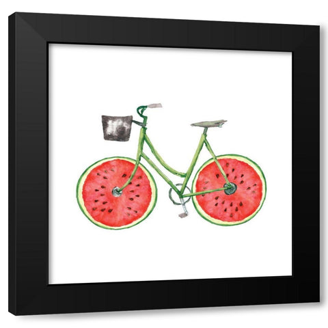 Watermelon Bike Black Modern Wood Framed Art Print with Double Matting by Dogwood Portfolio