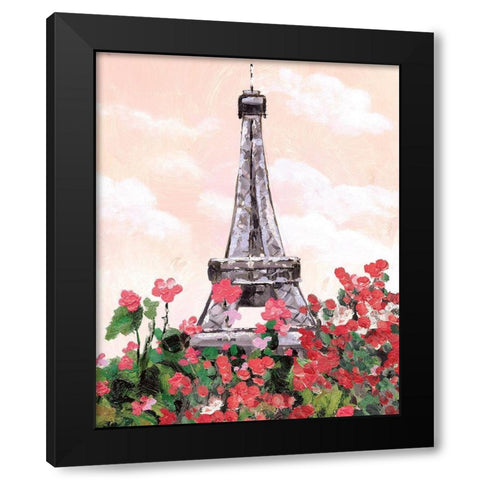Flower Tower Black Modern Wood Framed Art Print with Double Matting by Dogwood Portfolio