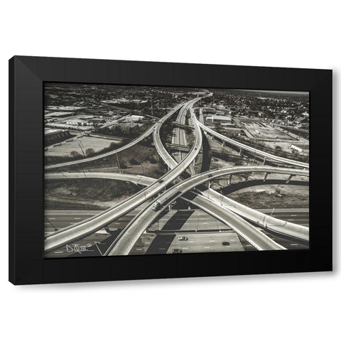 Highway Crossing Black Modern Wood Framed Art Print by Quillen, Donnie