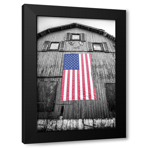Red-White And Blue Black Modern Wood Framed Art Print by Quillen, Donnie