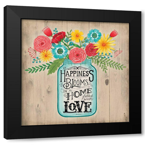 Home Filled with Love Black Modern Wood Framed Art Print by Strain, Deb