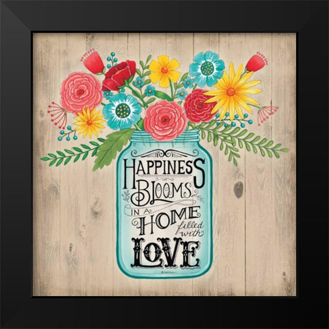 Home Filled with Love Black Modern Wood Framed Art Print by Strain, Deb