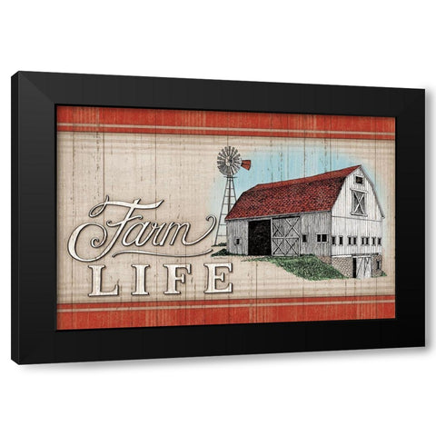 The Farm Life Black Modern Wood Framed Art Print by Strain, Deb