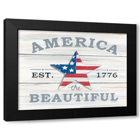America the Beautiful Star Black Modern Wood Framed Art Print with Double Matting by Strain, Deb