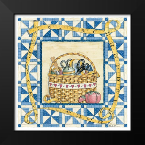 Quilt Basket Black Modern Wood Framed Art Print by Strain, Deb
