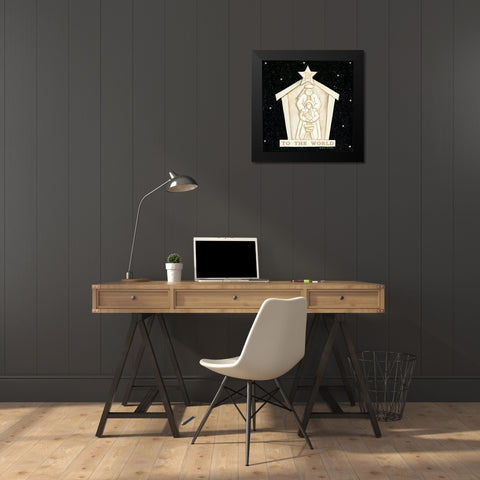 Joy Manger Black Modern Wood Framed Art Print by Strain, Deb
