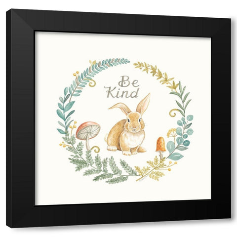 Be Kind Rabbit Black Modern Wood Framed Art Print by Strain, Deb