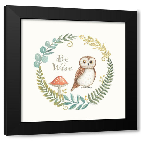 Be Wise Owl Black Modern Wood Framed Art Print by Strain, Deb