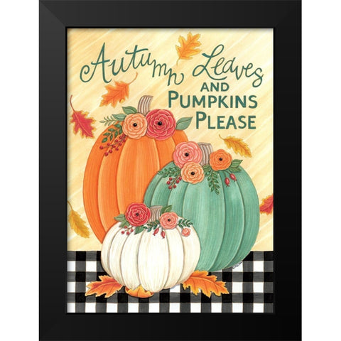 Autumn Leaves Black Modern Wood Framed Art Print by Strain, Deb