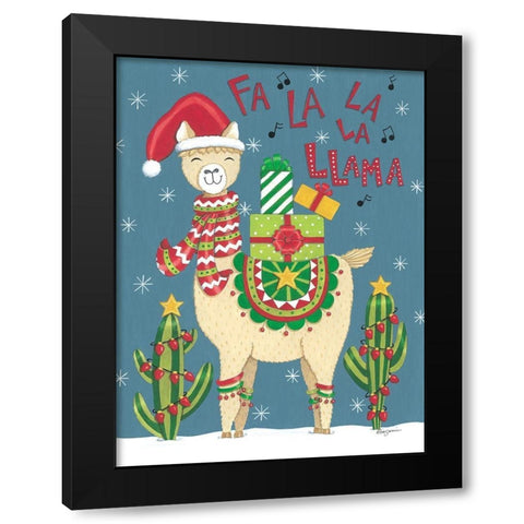 Fa La La La Llama Black Modern Wood Framed Art Print by Strain, Deb