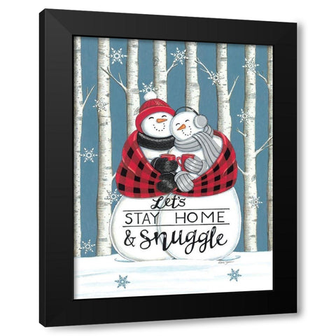 Lets Stay Home And Snuggle Black Modern Wood Framed Art Print by Strain, Deb