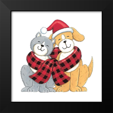 Dog and Cat Friends Black Modern Wood Framed Art Print by Strain, Deb