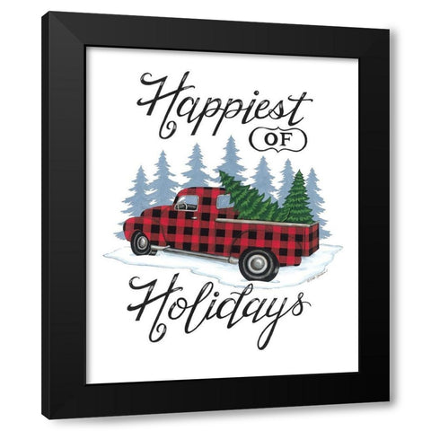 Happiest of Holidays Black Modern Wood Framed Art Print by Strain, Deb