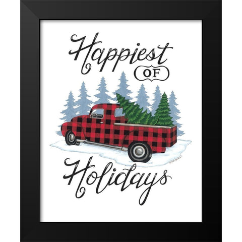 Happiest of Holidays Black Modern Wood Framed Art Print by Strain, Deb