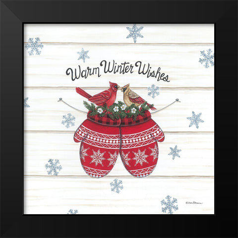 Warm Winer Wishes Black Modern Wood Framed Art Print by Strain, Deb