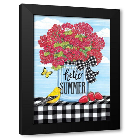Hello Summer Black Modern Wood Framed Art Print with Double Matting by Deb Strain