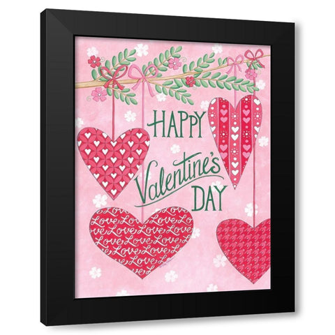 Hanging Hearts Black Modern Wood Framed Art Print with Double Matting by Strain, Deb