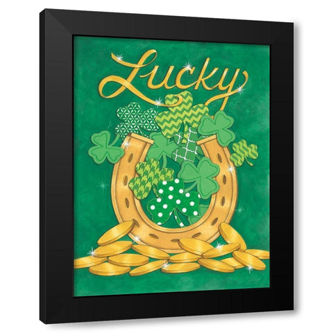 Lucky Horseshoe Black Modern Wood Framed Art Print by Strain, Deb