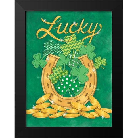 Lucky Horseshoe Black Modern Wood Framed Art Print by Strain, Deb