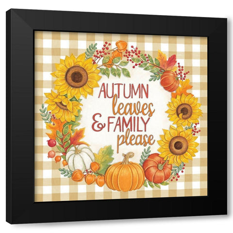 Autumn Leaves Black Modern Wood Framed Art Print with Double Matting by Strain, Deb