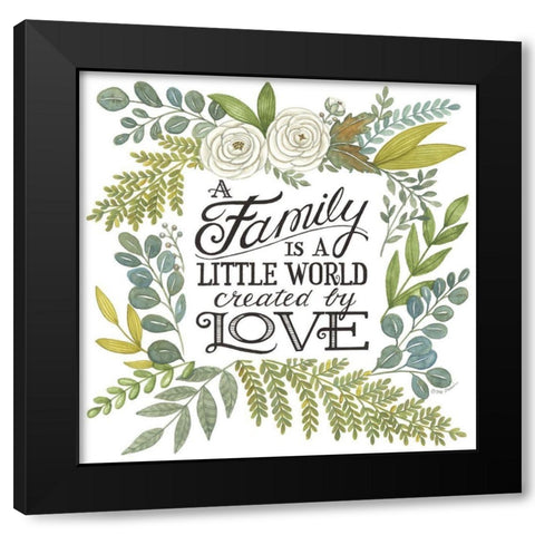 A Family is a Little World Black Modern Wood Framed Art Print with Double Matting by Strain, Deb
