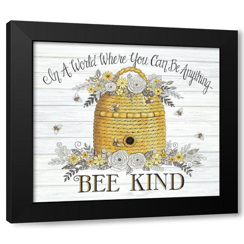 Bee Kind Bee Hive Black Modern Wood Framed Art Print with Double Matting by Strain, Deb