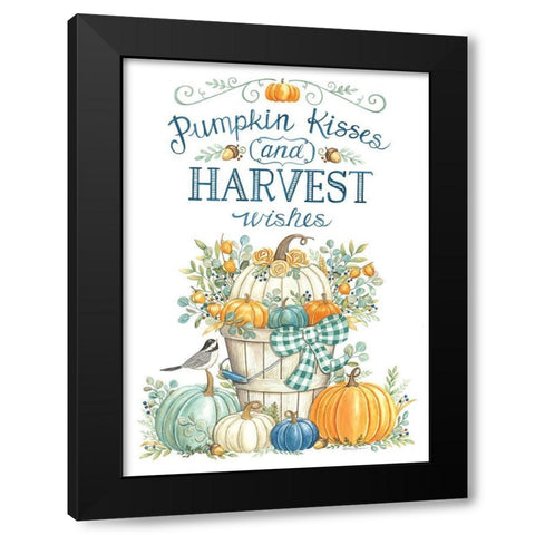 Pumpkin Kisses And Harvest Wishes Black Modern Wood Framed Art Print by Strain, Deb