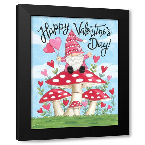 Valentine Gnome Black Modern Wood Framed Art Print with Double Matting by Strain, Deb