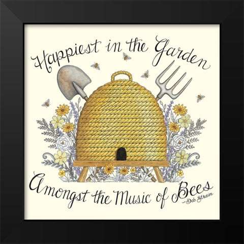 Happiest in the Garden Black Modern Wood Framed Art Print by Strain, Deb