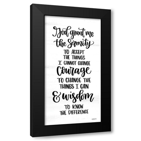 Serenity Prayer Black Modern Wood Framed Art Print by Imperfect Dust