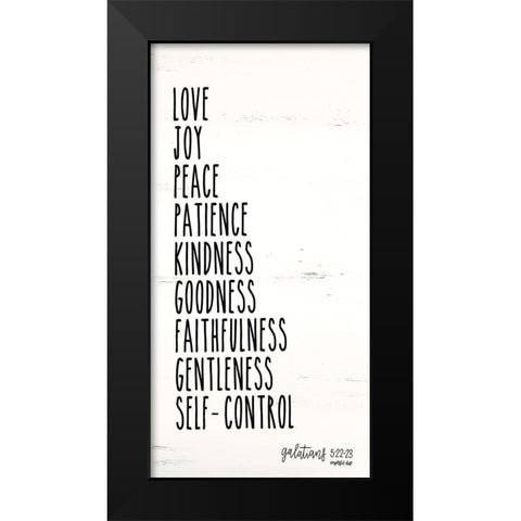 Love Joy Peace Black Modern Wood Framed Art Print by Imperfect Dust