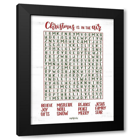 Christmas Word Search Black Modern Wood Framed Art Print by Imperfect Dust