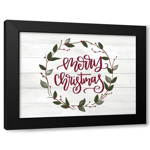 Christmas Wreath Black Modern Wood Framed Art Print by Imperfect Dust