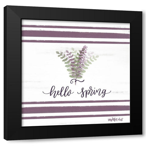 Hello Spring Black Modern Wood Framed Art Print by Imperfect Dust