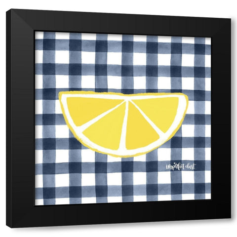 Half Lemon Black Modern Wood Framed Art Print by Imperfect Dust