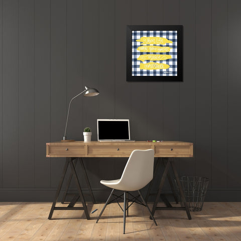 Make Lemonade Black Modern Wood Framed Art Print by Imperfect Dust