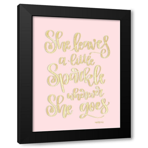 She Leaves a Little Sparkle I Black Modern Wood Framed Art Print with Double Matting by Imperfect Dust